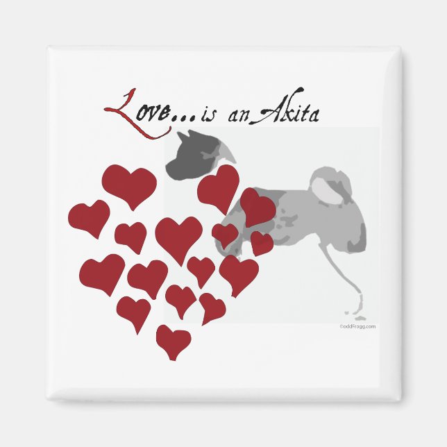Imã Akita Love Refrigerator Magnet (Frente)