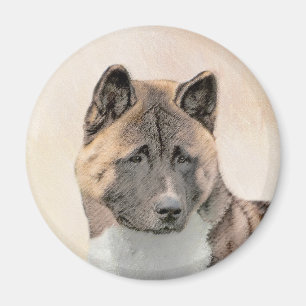 Imã Akita Painting - Bela Arte Canina Original