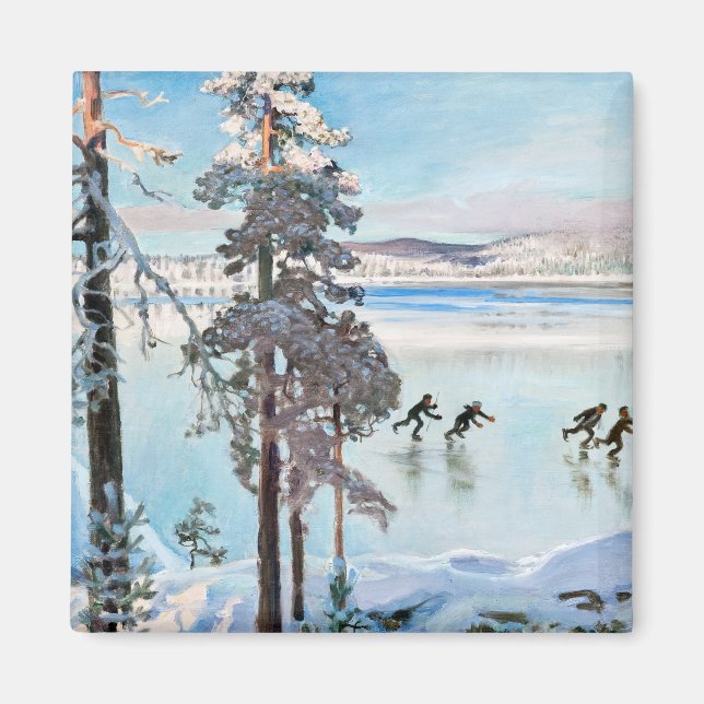 Imã Akseli Gallen-Kallela - Patinadores perto de Kalel (Frente)