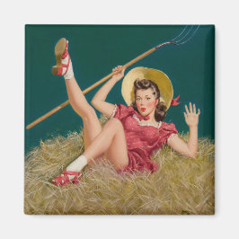 Imã Al Buell Vintage Fazendo Fazenda Pin Up Girl