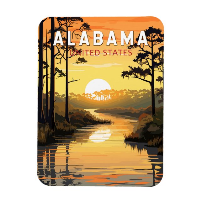Ímã Alabama Viagem Art Vintage (Vertical)