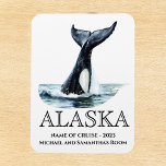 Ímã Alaska Cruise Cruise Orca tail Watercolor<br><div class="desc">Este design pode ser personalizado na área fornecida pela alteração da foto e/ou do texto. Ou pode ser personalizado clicando em Personalizar este Modelo e, em seguida, escolhendo o clique para personalizar mais a opção e excluir ou alterar a cor do plano de fundo, adicionar texto, alterar a cor ou...</div>