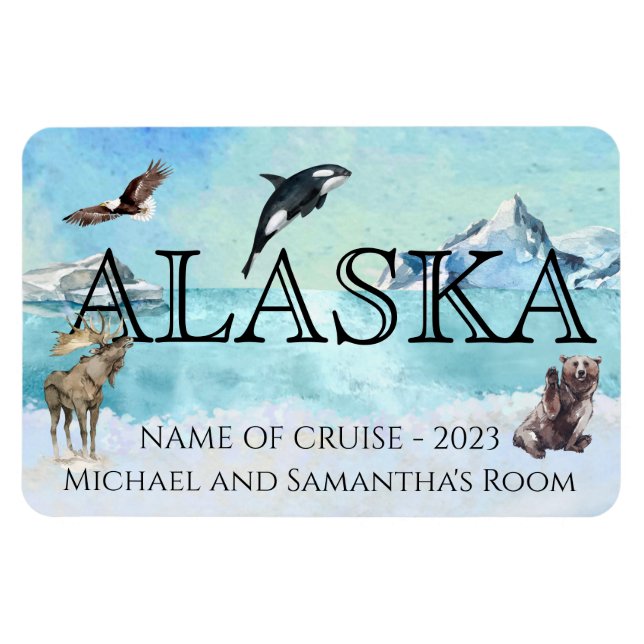 Ímã Alaska Cruise Cruising Custom Bear Moose Large (Horizontal)