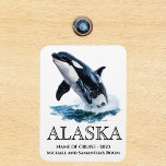 Ímã Alaska Cruise Cruising Orca Jumping Watercolor<br><div class="desc">Este design pode ser personalizado na área fornecida pela alteração da foto e/ou do texto. Ou pode ser personalizado clicando em Personalizar este Modelo e, em seguida, escolhendo o clique para personalizar mais a opção e excluir ou alterar a cor do plano de fundo, adicionar texto, alterar a cor ou...</div>
