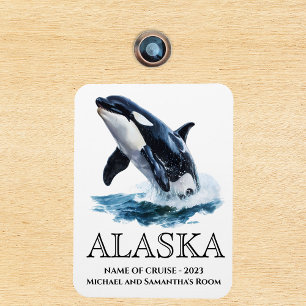 Ímã Alaska Cruise Cruising Orca Jumping Watercolor