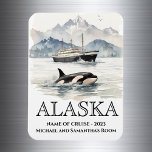 Ímã Alaska Cruise Cruising Orca Watercolor<br><div class="desc">Este design pode ser personalizado na área fornecida pela alteração da foto e/ou do texto. Ou pode ser personalizado clicando em Personalizar este Modelo e, em seguida, escolhendo o clique para personalizar mais a opção e excluir ou alterar a cor do plano de fundo, adicionar texto, alterar a cor ou...</div>