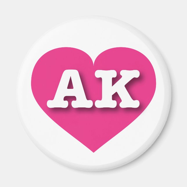 Imã Alaska Hot Pink Heart - Eu amo AK (Frente)