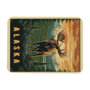 Ímã Alaska Moose - Vintage Wilderness