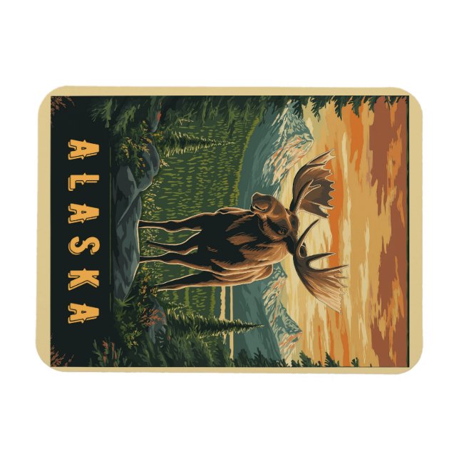 Ímã Alaska Moose - Vintage Wilderness (Horizontal)