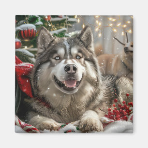 Imã Alaskan Malamute Dog Festivo