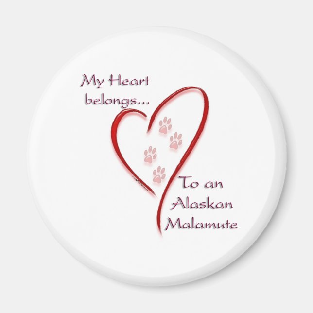 Imã Alaskan Malamute Hearts Pertence (Frente)