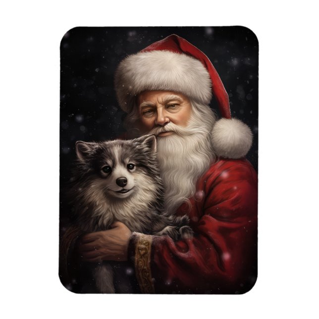 Ímã Alaskan Malamute no Natal do Papai Noel (Vertical)
