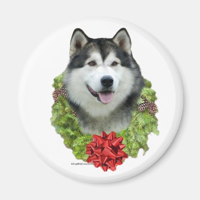 Imã Alaskan Malamute Wreath - Magnet (Frente)