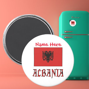 Imã Albânia e Personalização Vermelha da Bandeira Alba
