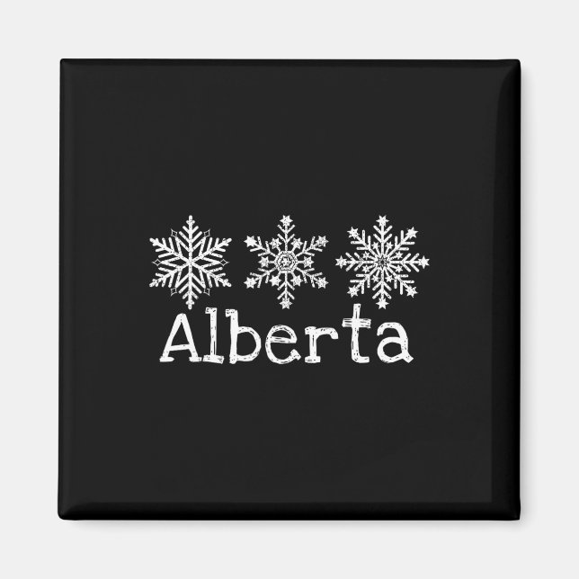 Imã Alberta Canada Ski Skiier Skiing Winter Snowflakes (Frente)