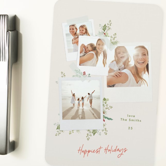 Ímã Álbum de Fotos Botânicas de Natal Festivo Elegante (Criador carregado)