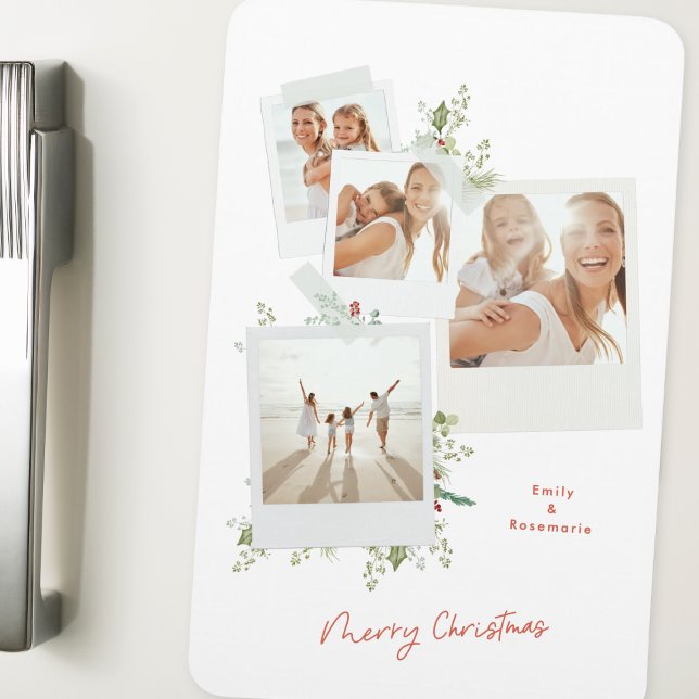 Ímã Álbum de Fotos Botânicas de Natal Festivo Elegante (Criador carregado)