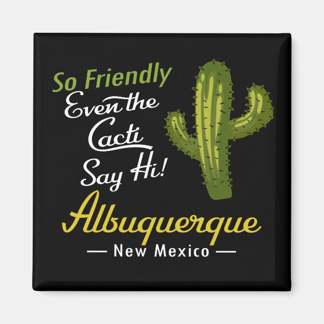 Imã Albuquerque Cactus Funny Retro (Frente)