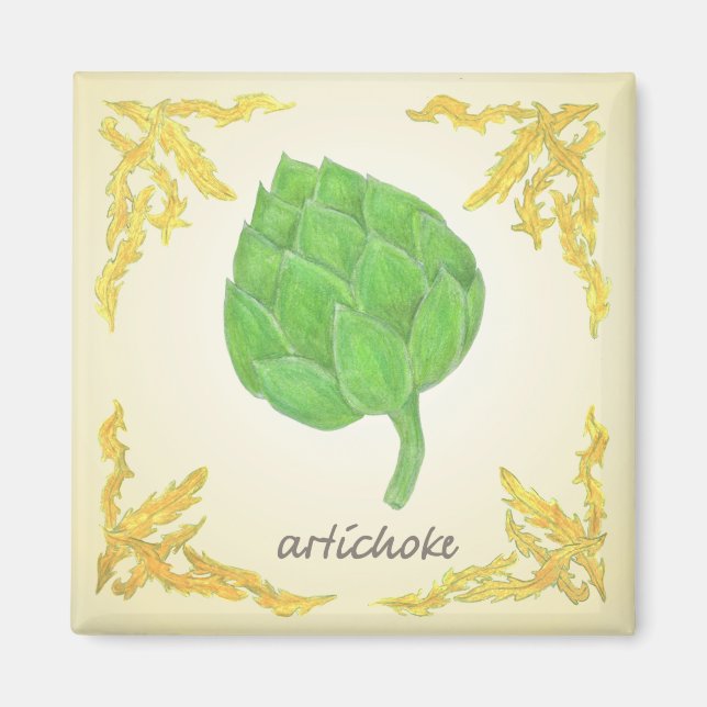 Imã alcachofra com design clássico de folhas (Frente)