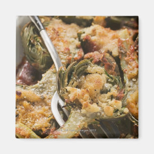 Imã Alcachofras enchidas com cobertura do gratin