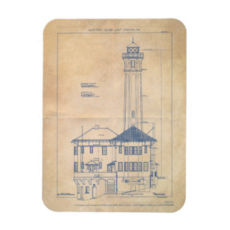 Ímã Alcatraz Island Lighthouse Vintage Blueprint