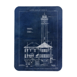 Ímã Alcatraz Island Lighthouse Vintage Blueprint