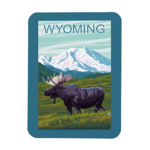 Ímã Alces com MountainWyoming