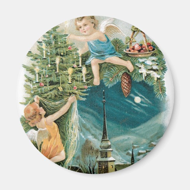 Imã Aldeia de Natal com Anjos (Frente)