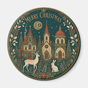 Imã Aldeia Encantada de Natal Dourada
