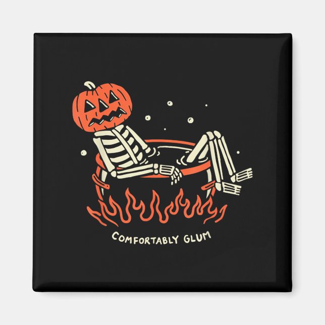 Imã Alegremente Sombrio - Esqueleto de Halloween Vibes (Frente)