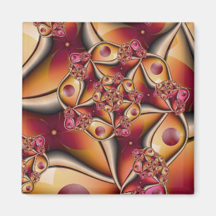 Imã Alegria Colorida Abstrata Fantasia Vermelha Laranj