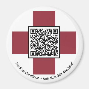 Imã *~* Alerta Médico Vermelho ICE QR AP38 Cruz