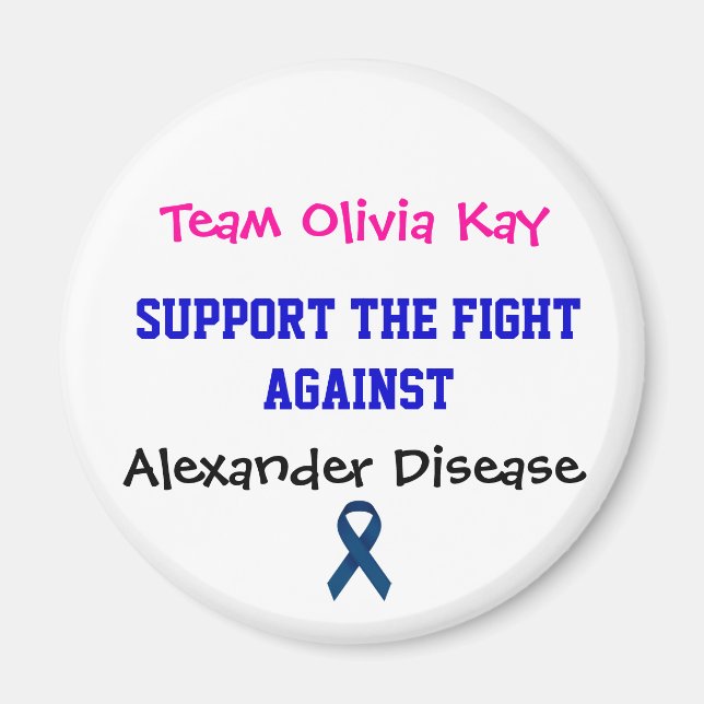 Imã Alexander Disease Awarness Magnet Team Olivia (Frente)
