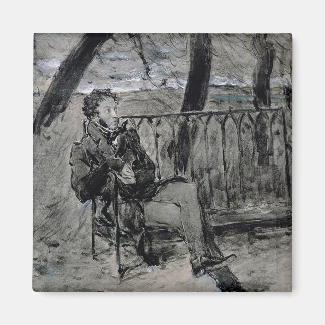 Imã Alexander Pushkin em um Parque, 1899 (Frente)
