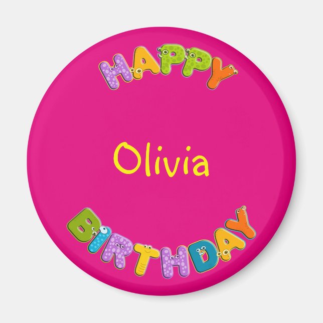 Imã alfabeto animal - aniversário (Frente)