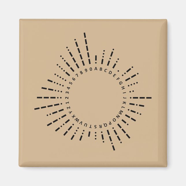 Imã Alfabeto Código Morse – Design Sepia Vintage (Frente)