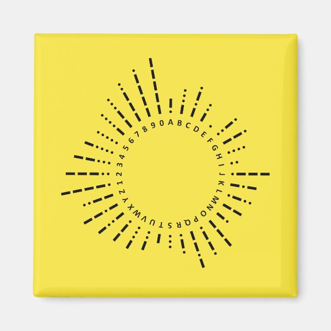 Imã Alfabeto Código Morse – Design Técnico Amarelo (Frente)