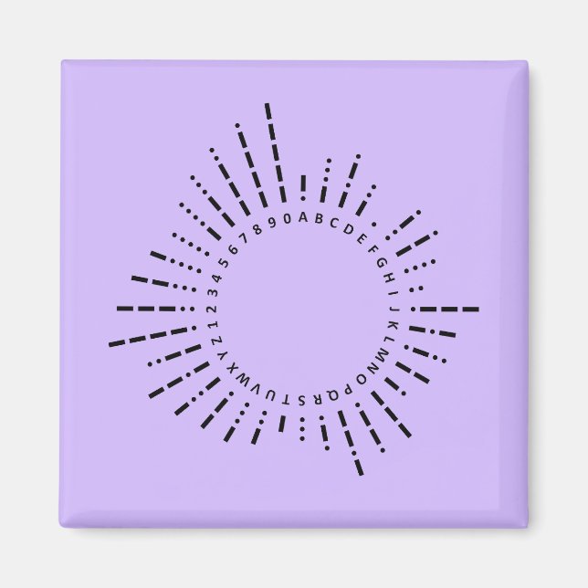 Imã Alfabeto Código Morse – Purple Tech Design (Frente)