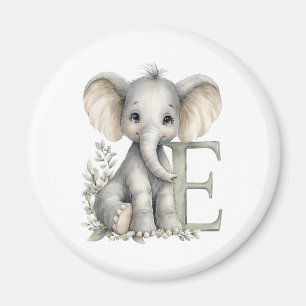 Imã Alfabeto de animais bebês em aquarela fofa Elefant