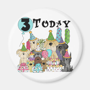 Imã Alfinetes aniversário de 3 anos Bash Camisetas e p