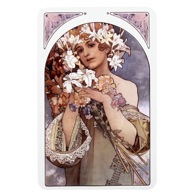 Ímã Alfons Mucha: Flor (Vertical)
