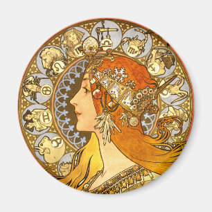 Imã Alfonse Mucha Zodiac Art Nouveau Mulher