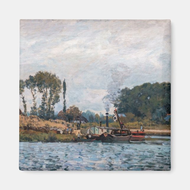 Imã Alfred Sisley - Barcos na Eclusa de Bougival (Frente)