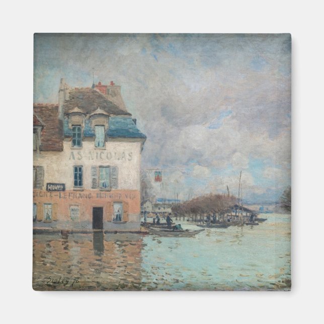 Imã Alfred Sisley - Inundações em Port-Marly 1876 (Frente)