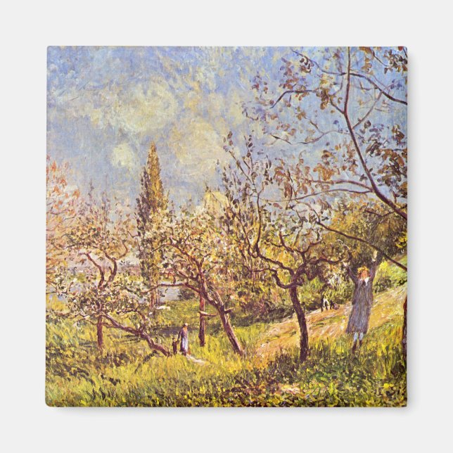 Imã Alfred Sisley Orchard em primavera (Frente)