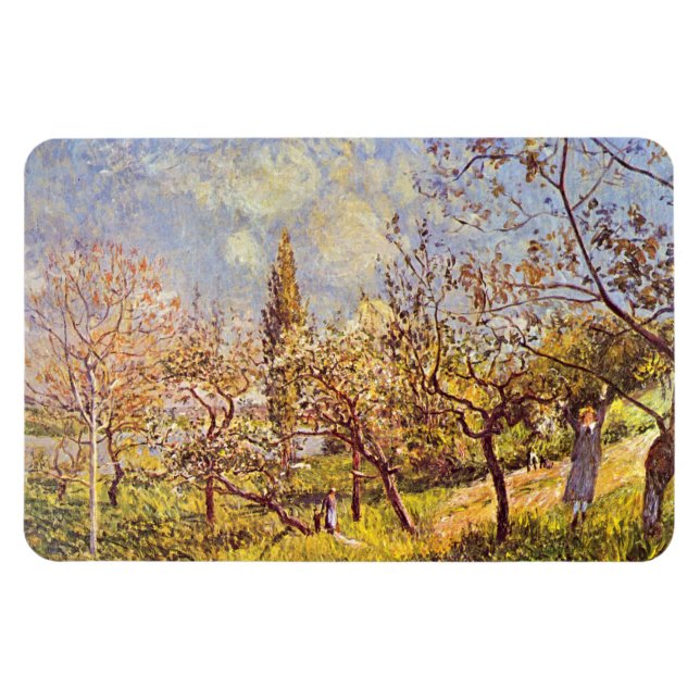 Ímã Alfred Sisley Orchard em primavera (Horizontal)