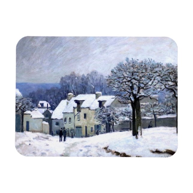 Ímã Alfred Sisley Place du Chenil em Marly, neve (Horizontal)