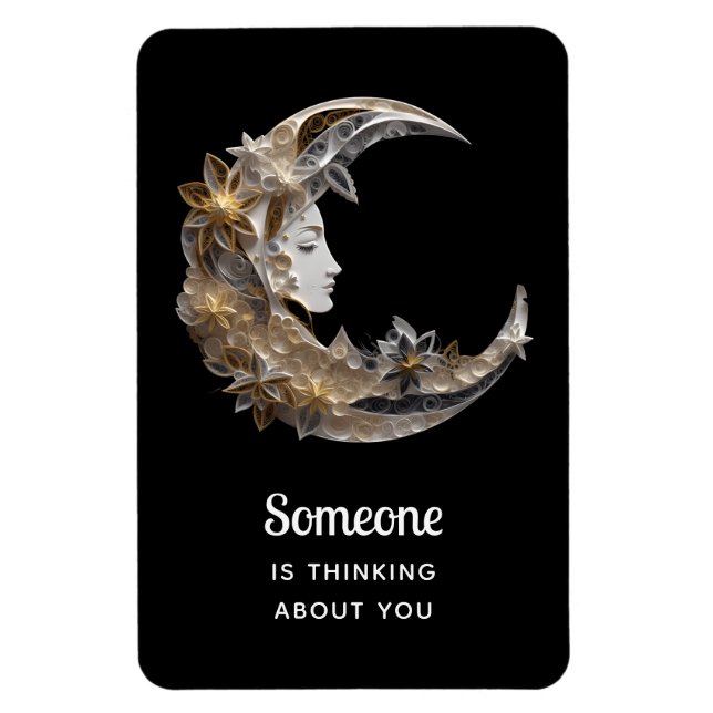 Ímã Alguém está pensando em você cara na lua (Vertical)