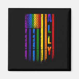 Imã Aliado Lgbt Lgbtq Arco-íris Orgulho Bandeira Ameri