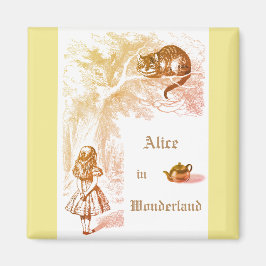 Imã Alice do Gato de Cheshire Amarelo Pastel na Terra 